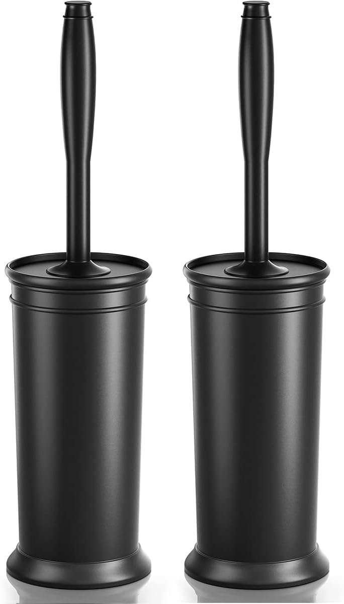 Uptronic Toilet Brush and Holder 2 Pack - Black