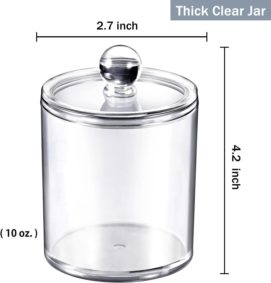 SheeChung 2 Pack Q-Tip Dispenser Clear Plastic Jars with Labels 1