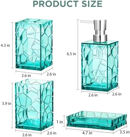 HBlife Teal Blue Acrylic Bathroom Accessory Set