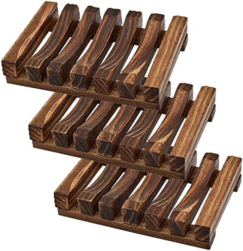3 Pcs Natural Wooden Soap Holder for Shower and Bathroom