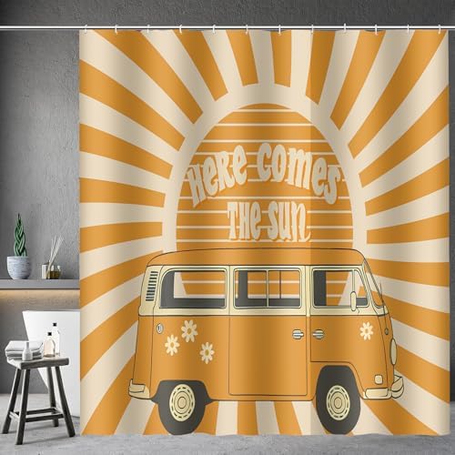 Simsant Boho Retro Floral Shower Curtain 72x72 Inches Reversible