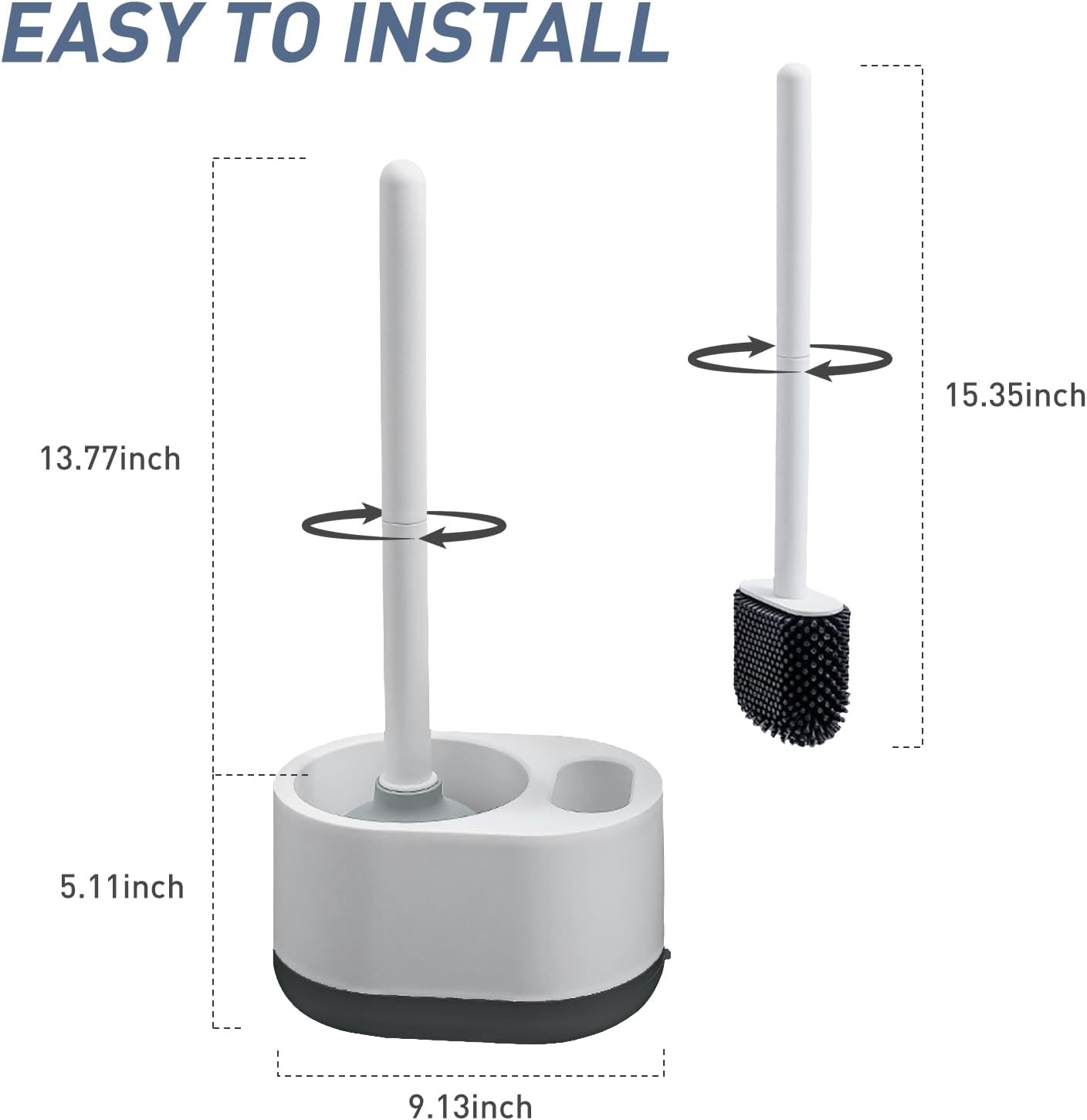 ADNIKIA 2 in 1 Silicone Toilet Brush Plunger Set Black