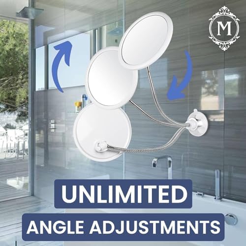 Mirrorvana Flexible Round Fogless Shower Mirror with Adjustable Gooseneck