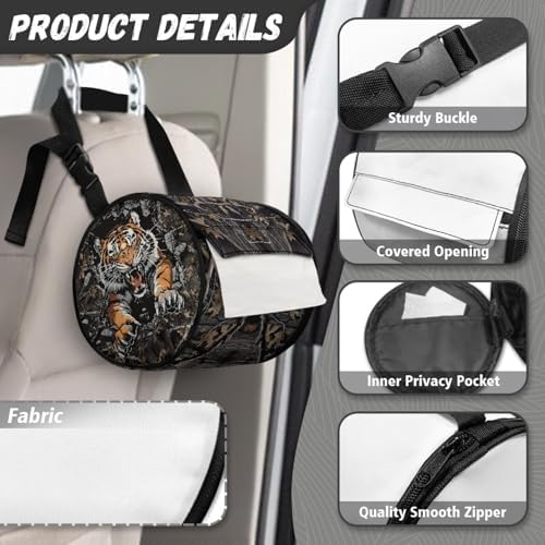 Tiger Camo Paper Towel Storage Bag for Hiking Camping Bathroom