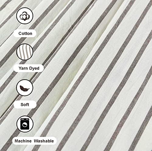 DOSLY IDES Linen Button Farmhouse Shower Curtain 72x72 in