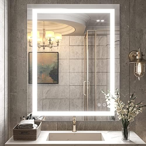 TETOTE 30x36 LED Vanity Mirror with Dimmable Lights and Anti-Fog Function