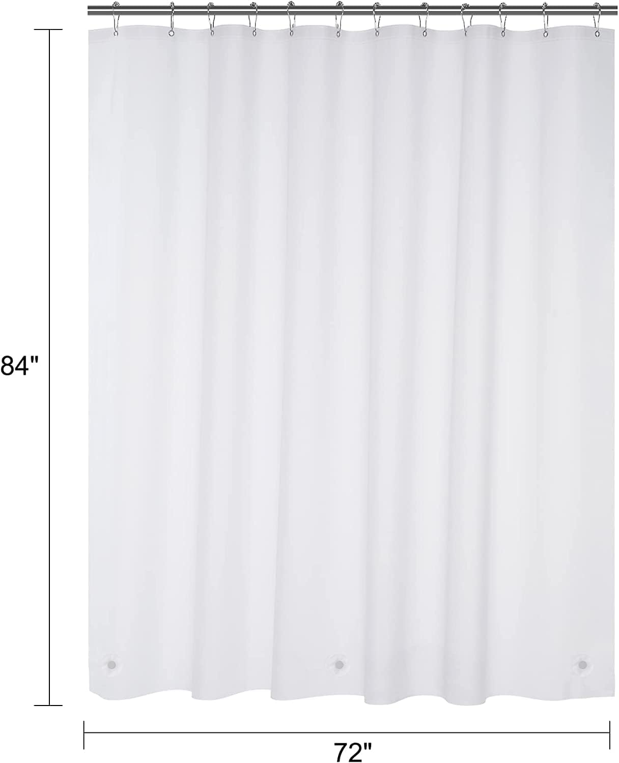 White Extra Wide Shower Curtain Liner with Magnets 1