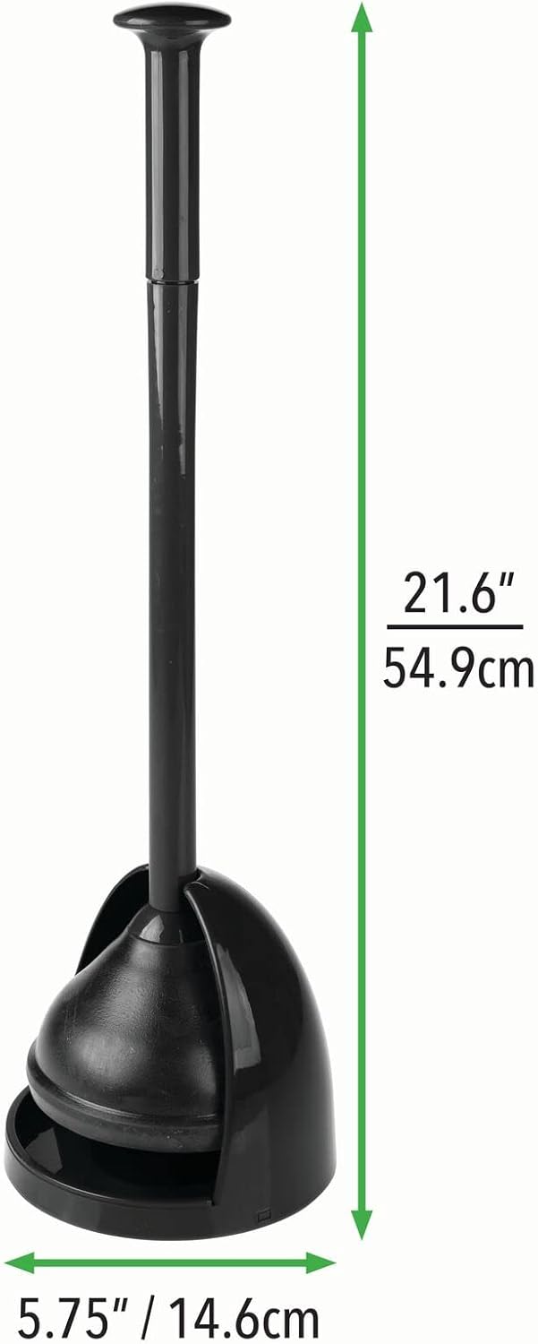 mDesign Toilet Plunger with Holder - Black
