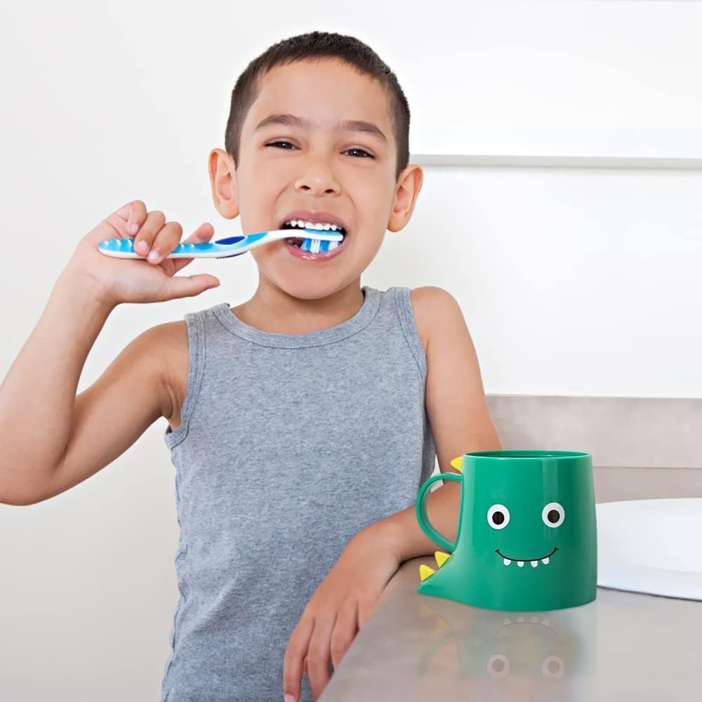Plastic Kids Toothbrush Holder 2PCS Dinosaur Bathroom Cup Durable Reusable Tumbler