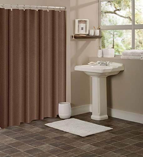 Dainty Home Waffle Weave Shower Curtain - Hotel Style Brown 70x72