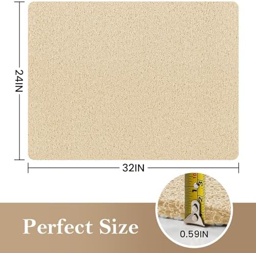 SoftDuo Non-Slip Shower Mat 32x24 inch Phthalate Free Quick Drying Khaki