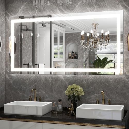 Easly 30x55 Inch LED Bathroom Mirror with Anti-Fog and Dimming