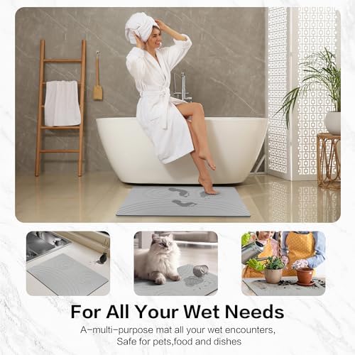 Stone Bath Mat - Non Slip Quick Drying Easy to Clean 236x154 Inch