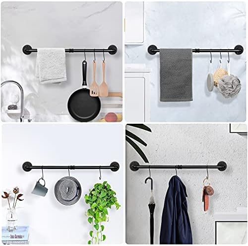 Jeasor Industrial Pipe Towel Rack Black 32 Inch