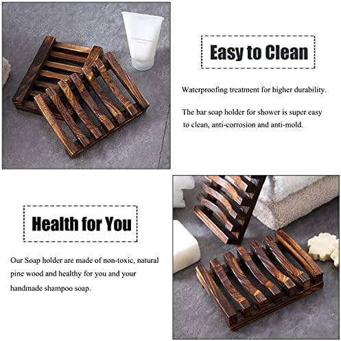 3 Pcs Natural Wooden Soap Holder for Shower and Bathroom