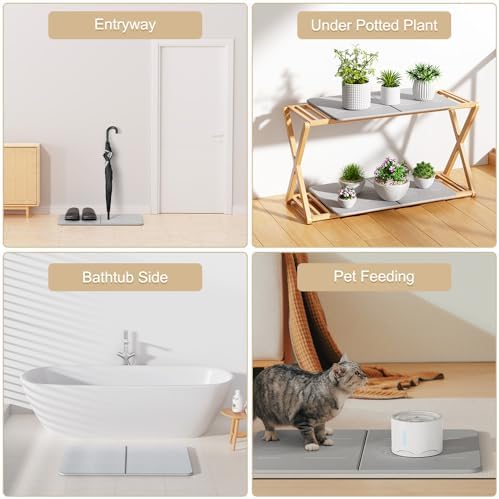 EnjoyNest Stone Bath Mat - Quick Drying Non-Slip 236x154 Inch Gray