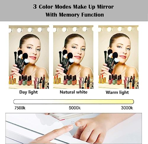 LilyHome Wall-Mounted Vanity Mirror with 18 LED Lights and Touch Control