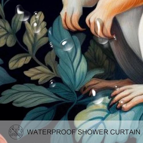 VAPOKF Cute Squirrel Shower Curtain with 12 Hooks - 66x72 Inches
