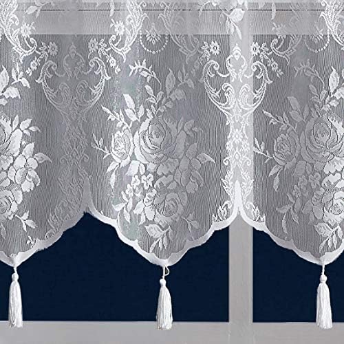 Warm Home Designs White Stall Shower Curtain 36x72 with Valance Tassels