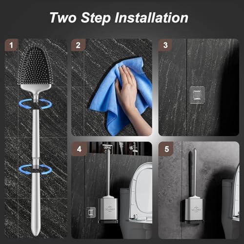 Sellemer Toilet Brush with Silicone Bristles and Holder
