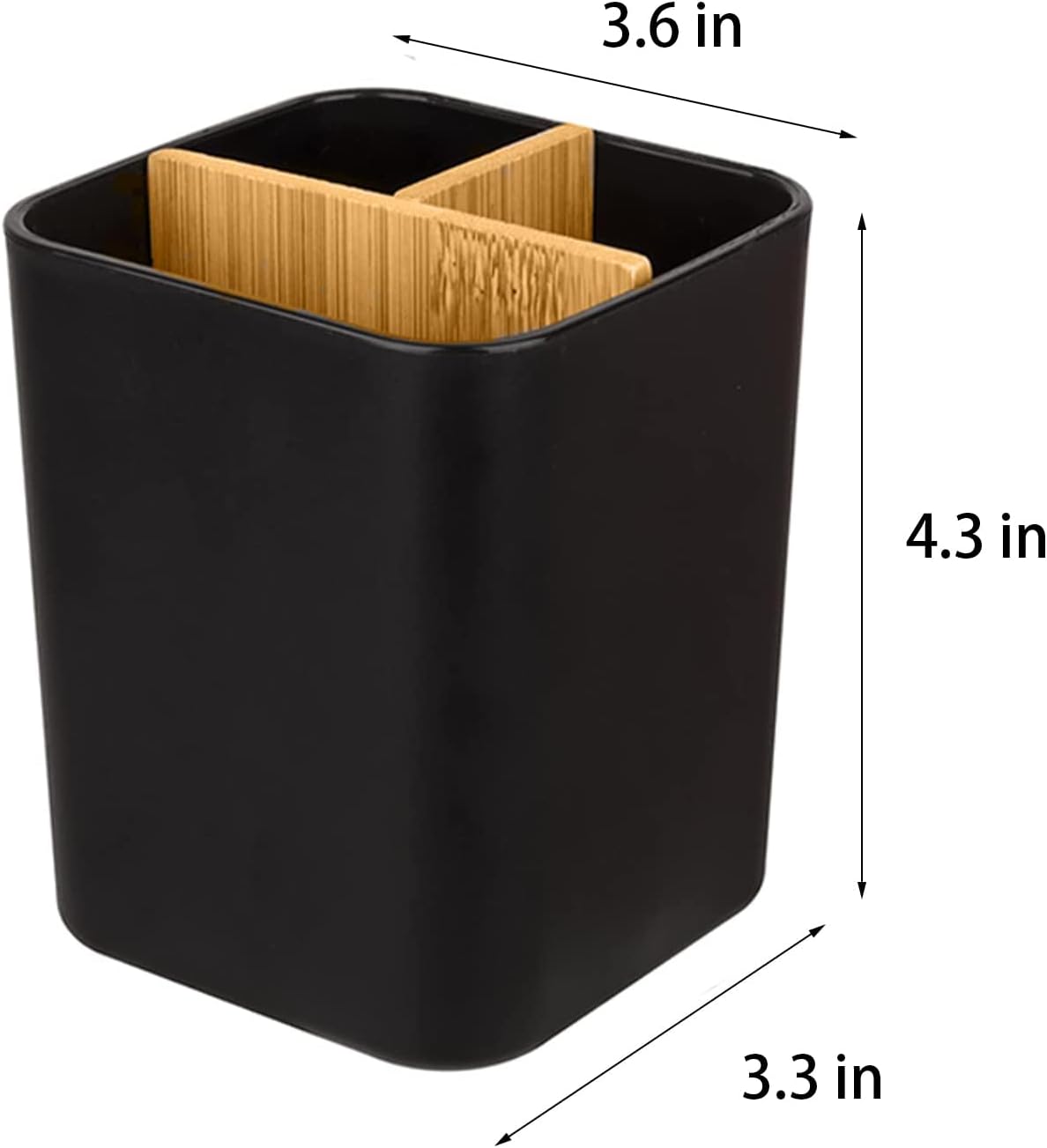 Bamboo Toothbrush Holder with 3 Slots - Black