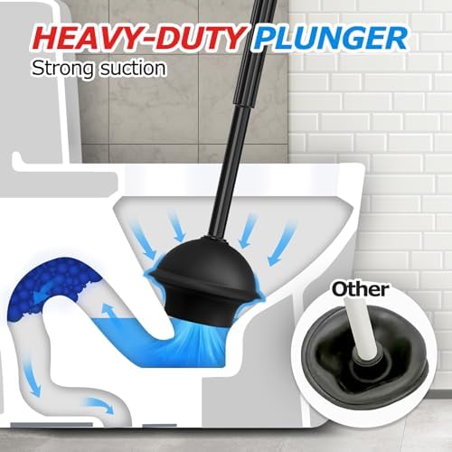 FORASTO 2 in 1 Toilet Plunger and Brush Set Black