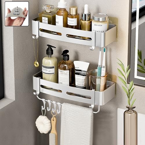 Hojudo 2 Tier Rustproof Shower Caddy with 8 Hooks 1