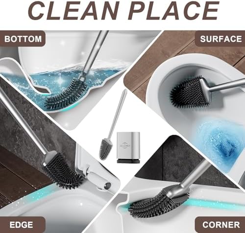 Sellemer Toilet Brush with Silicone Bristles and Holder