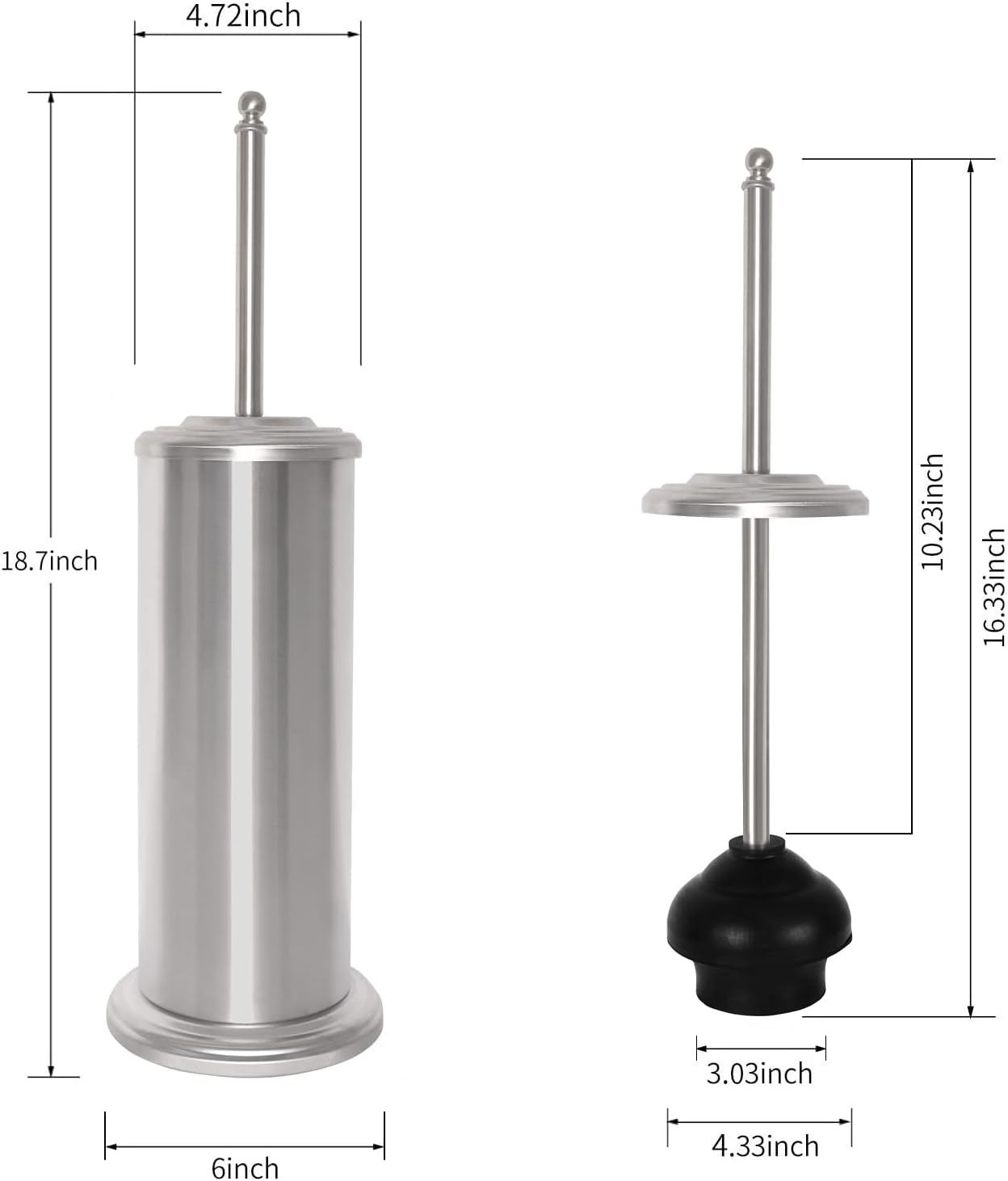 DOWRY Anti-Hand Off Toilet Plunger with Holder for Bathroom
