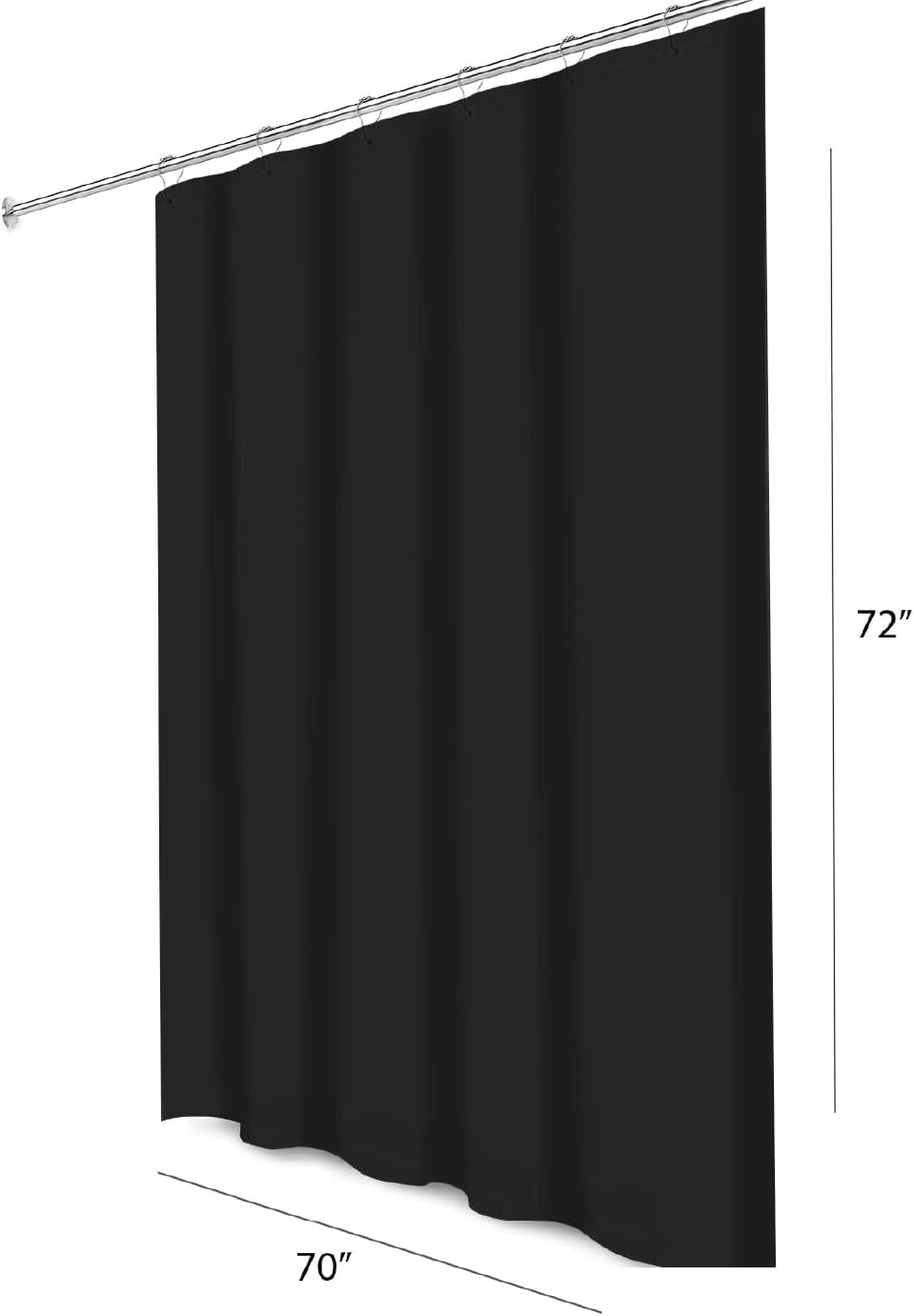 Home Expressions PEVA Magnetic Shower Curtain Liner 70x72 Black 1