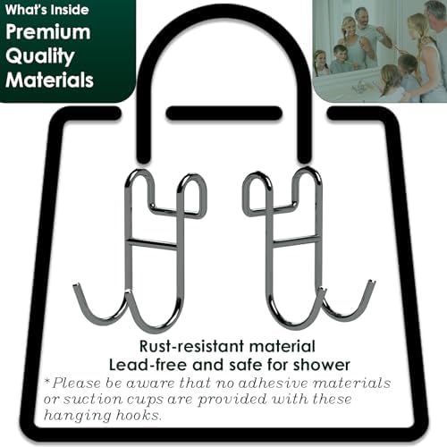 Shower Caddy With Hooks - 2 Pack Silver