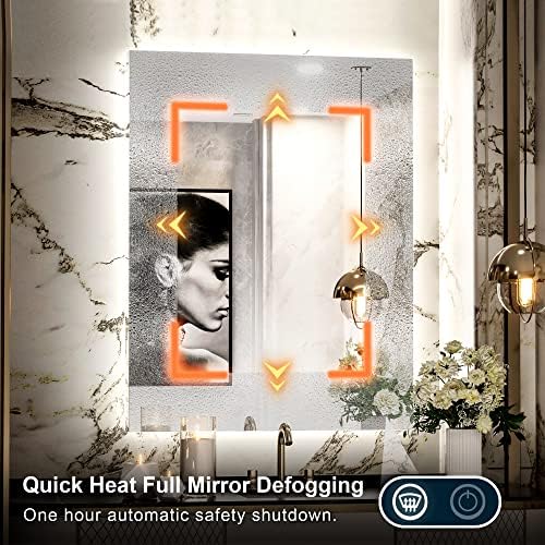 TETOTE 36x28 Inch LED Backlit Mirror with Light and Anti-Fog
