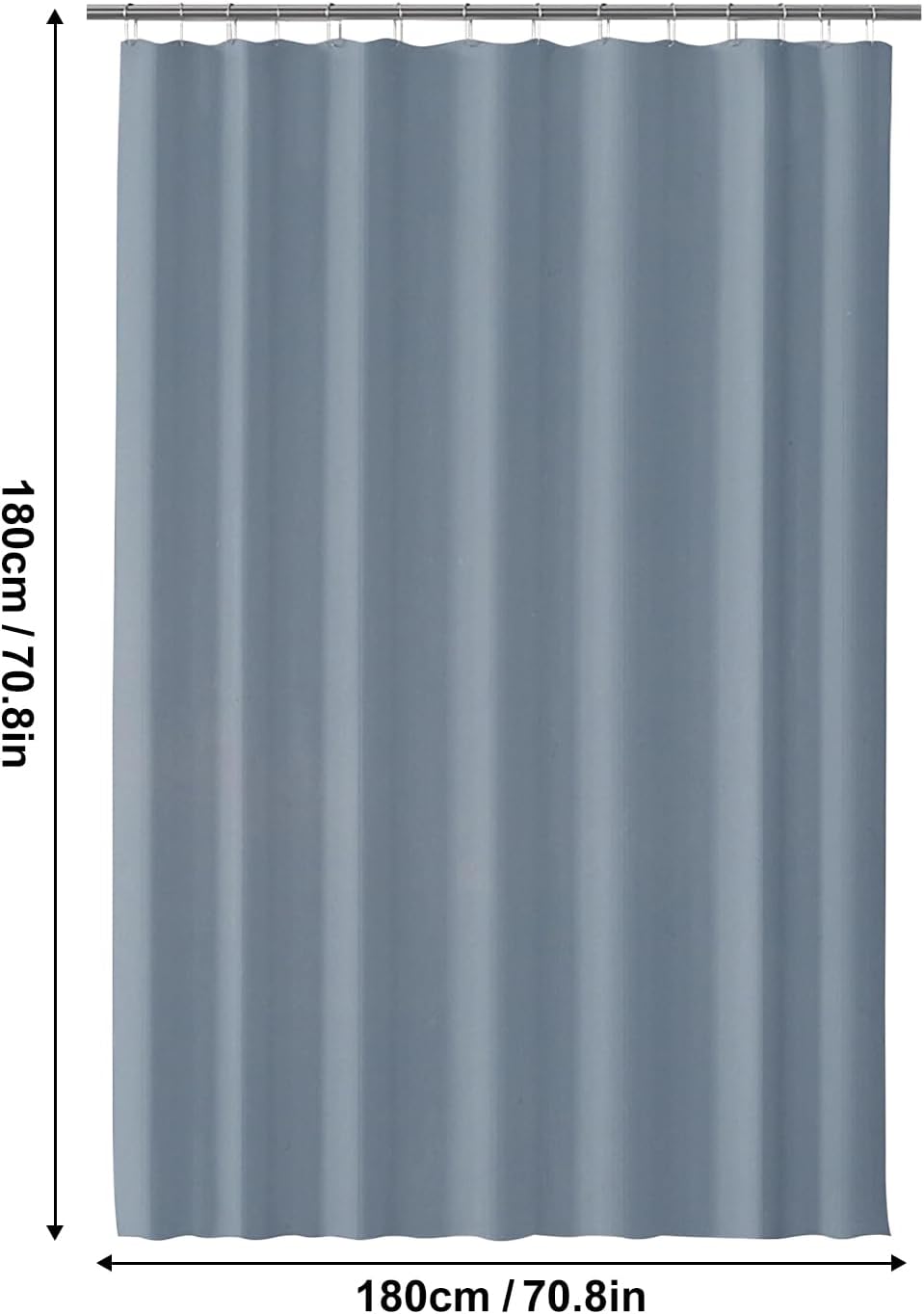 TimeCity Blue Shower Curtain Liner with 3 Magnets and 12 Hooks