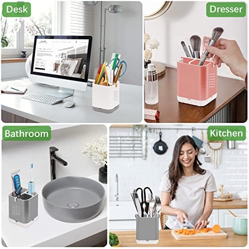 Boperzi Toothbrush Holder with Bamboo Divider and Drainage