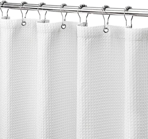 MISS SELECTEX Waterproof Waffle Shower Curtain 230 GSM Heavy Duty White