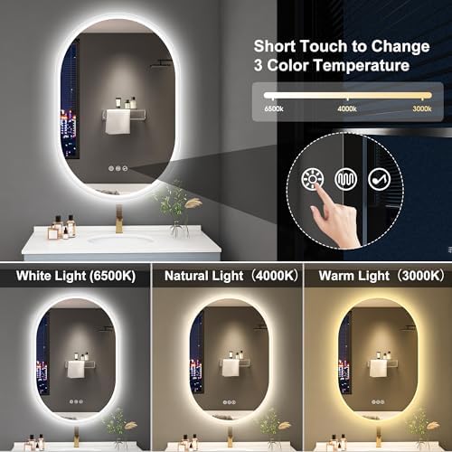 Sbagno 2pcs 24x36 Oval LED Bathroom Mirror with Lights