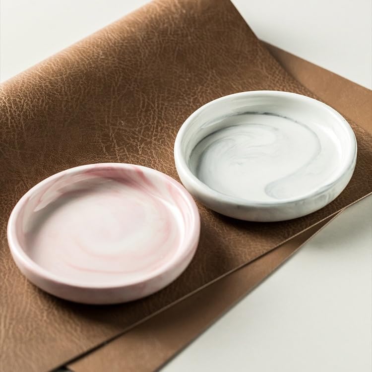 Round Marble Soap Tray with Pink Finish