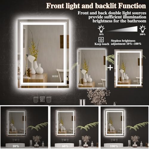 TOTOUS 24x32 LED Mirror with Front and Backlit Light