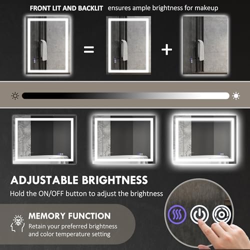 HOMCOM 35x28 Inch Dimmable LED Bathroom Mirror with Lights