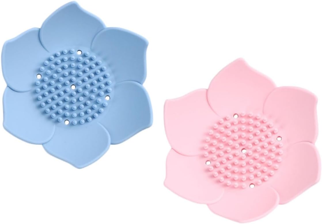 2pcs Silicone Soap Holders Drainage Stylish Bathroom Kitchen Shower Dishes