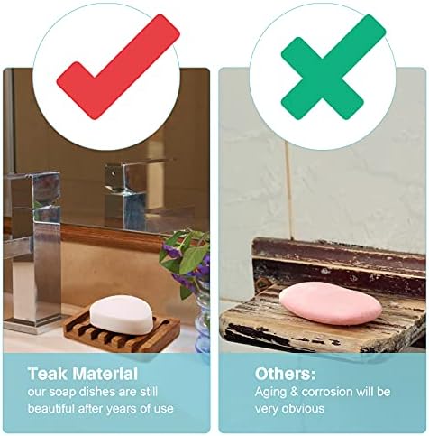HTB Teak Soap Dish with Slanted Drainage Design