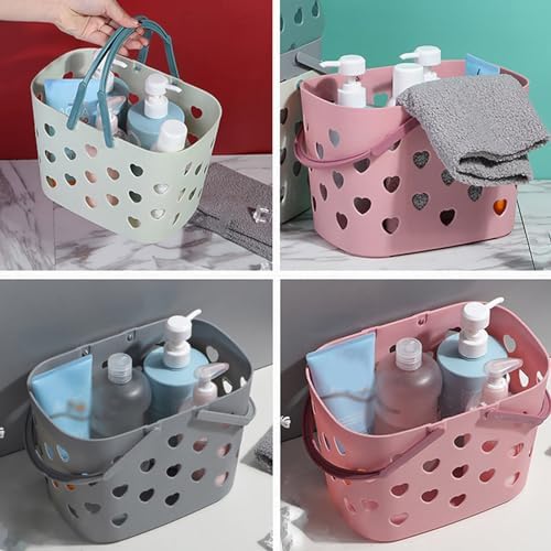 Pink Plastic Storage Basket with Handles and Holes 1