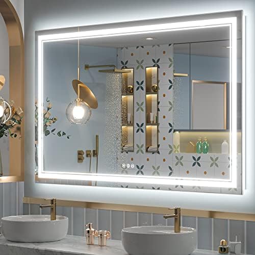Keonjinn 60 x 36 LED Bathroom Mirror with Frontlit and Backlit