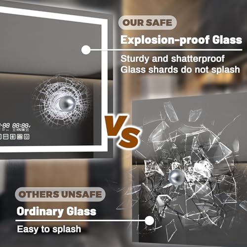 GESIPOR 48x36 Wall-Mounted LED Mirror with Speaker