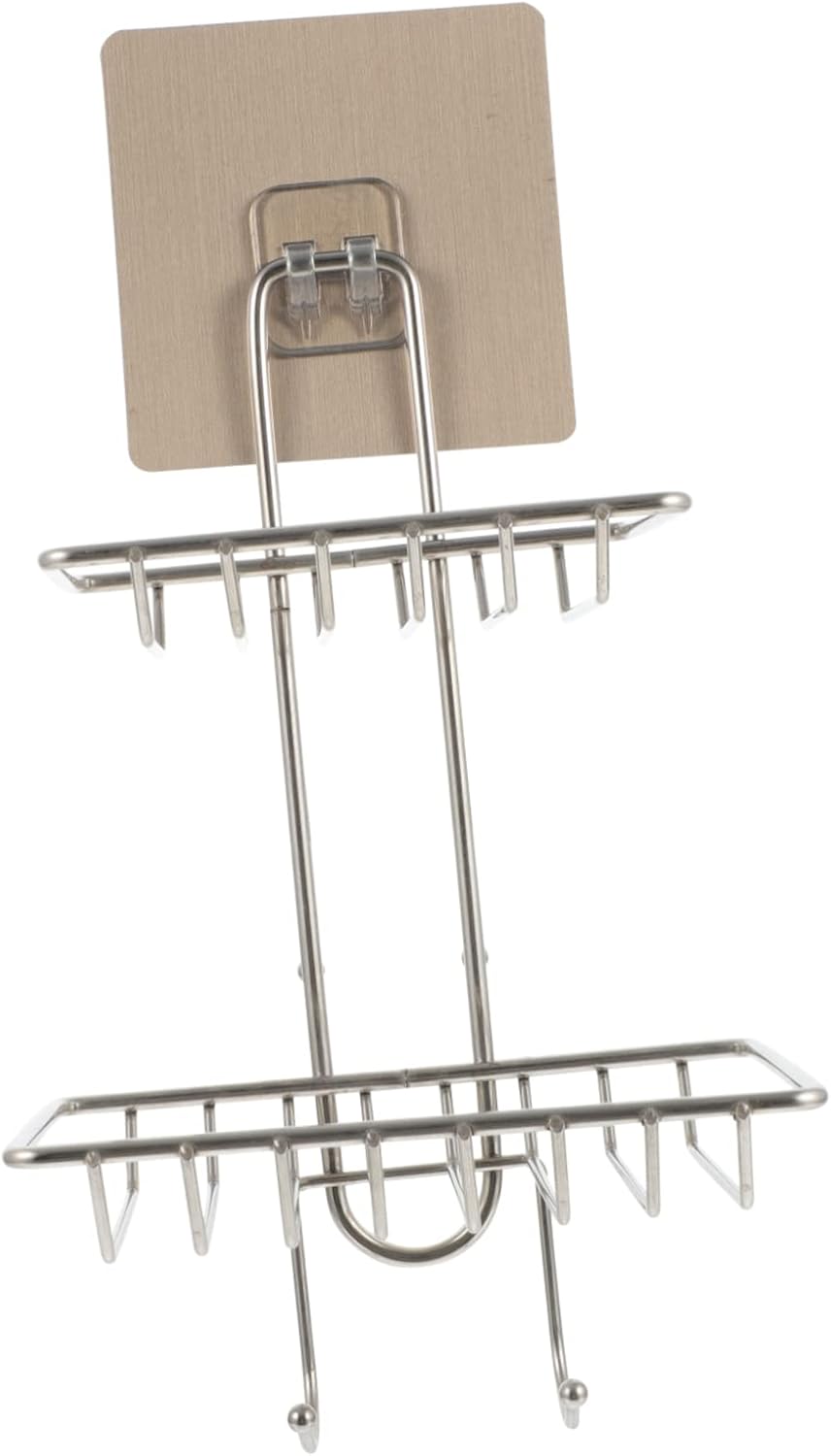 Alipis Double-Deck Soap Rack with Hooks and Sponge Holder