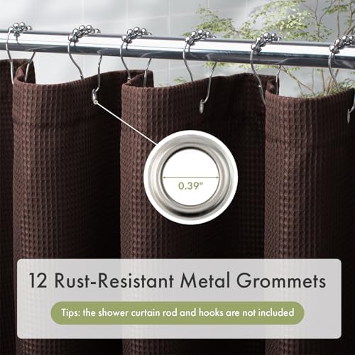 AmazerBath Brown Waffle Shower Curtain 72x72 Inches Heavy Duty 240GSM