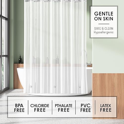 Clara Clark Frosted Shower Curtain Liner with Magnets