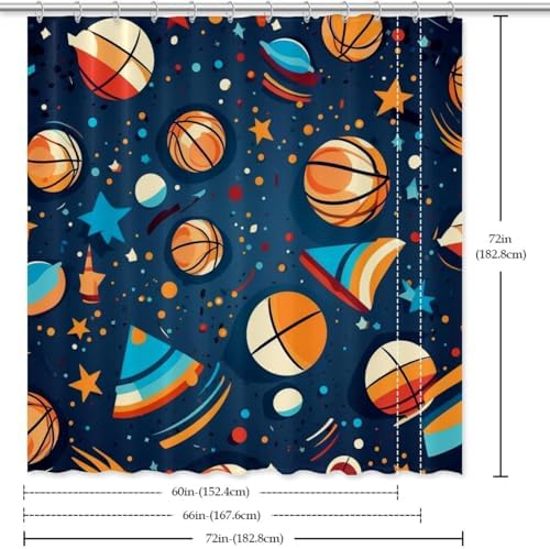 VAPOKF Basketball Shower Curtain Set with 12 Hooks 60x72 Inches 1