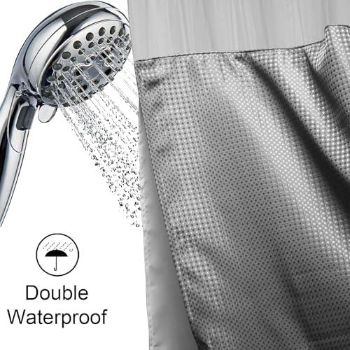 Final Friday Grey Waffle Weave Shower Curtain Set 1