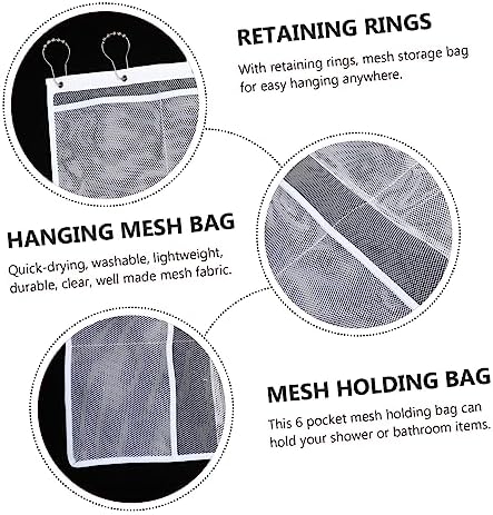 6 Pocket Mesh Bag Organizer Stainless Steel Hanging Shower Caddy